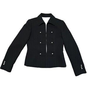 Tahari Studio Black  Career Blazer Jacket Silver Buttons Women Size 4